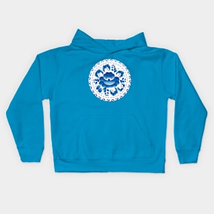 Romantic blue flowers and leaves (5) Kids Hoodie